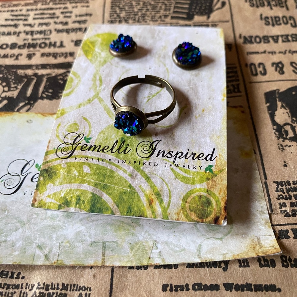 Gemelli Inspired earrings and ring set